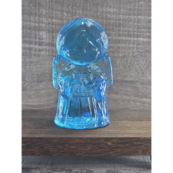 Angel Mosser Glass 1970s Blue Singing Winged 4" Paperweight Figure 76.8 - Picture 2 of 15